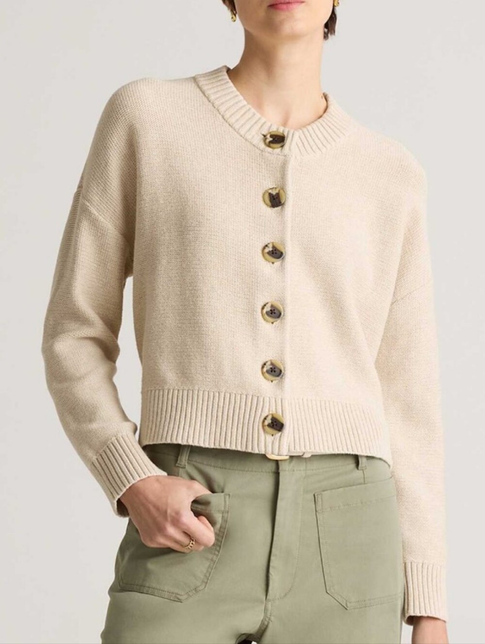 Quince Cream Button-Front Women’s Sweater Cardigan XS